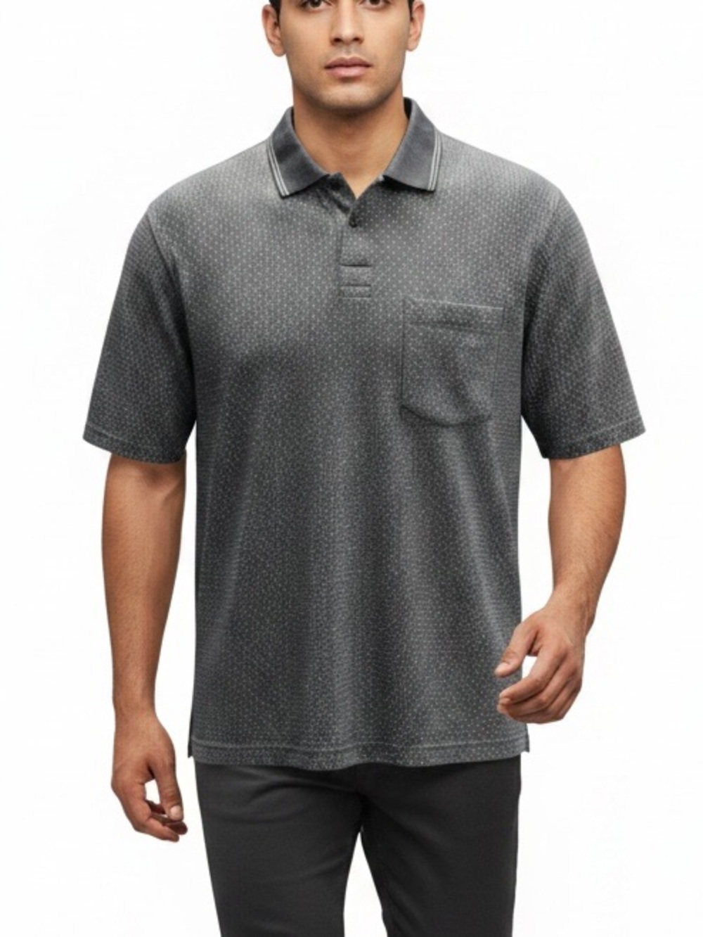 Van Heusen Black and White Patterned Polo
